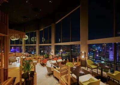 Inside SKAI Restaurant at night