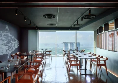 A selection of fresh tuna and seafood delicacies displayed at SKAI's tuna bar.